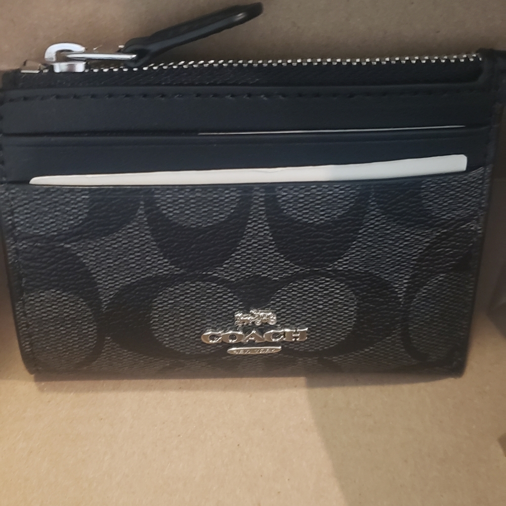 NWT Coach Black Signature Mini Skinny ID Case
